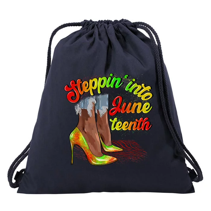 Stepping Into Juneteenth African American Black History Day Drawstring Bag