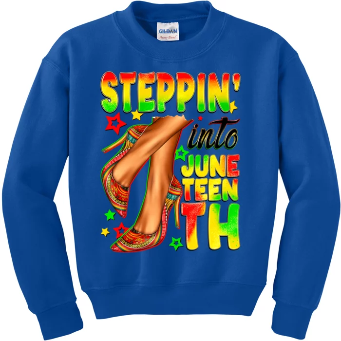 Steppin Into Junenth Celebrate African American Freedom Gift Kids Sweatshirt