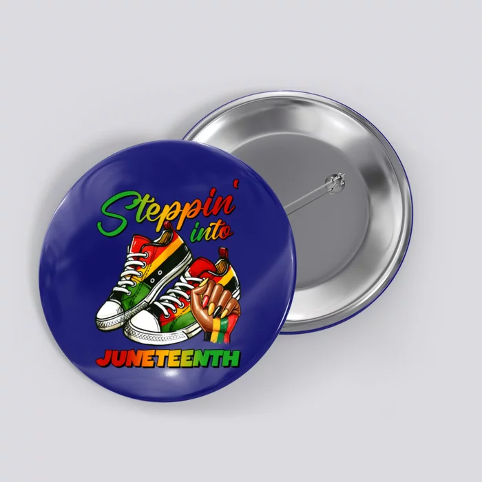 Stepping Into Junenth Afro Black Sneakers Funny Gift Button