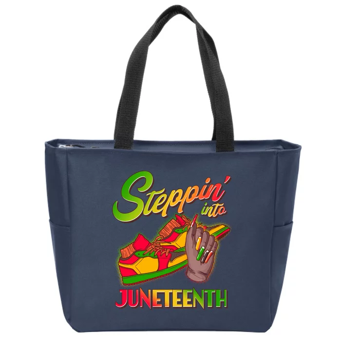 Steppin Into Juneteenth Zip Tote Bag