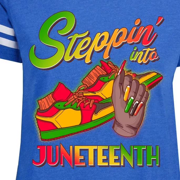 Steppin Into Juneteenth Enza Ladies Jersey Football T-Shirt