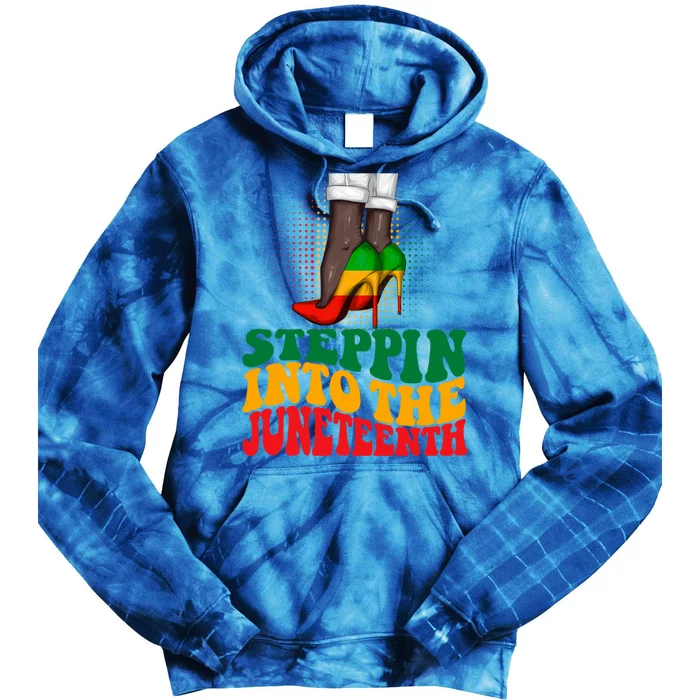 Stepping Into Junenth Like My Ancestors Shoes Black Gift Tie Dye Hoodie