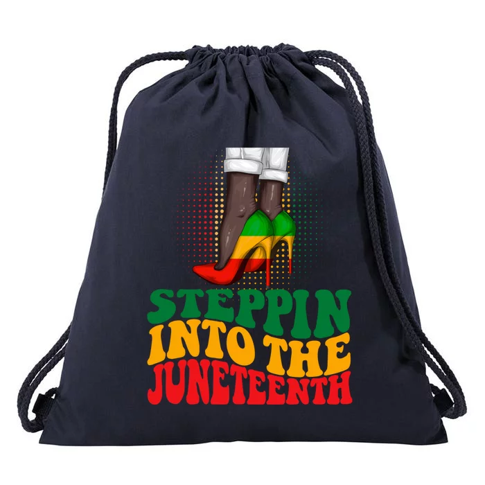 Stepping Into Junenth Like My Ancestors Shoes Black Gift Drawstring Bag