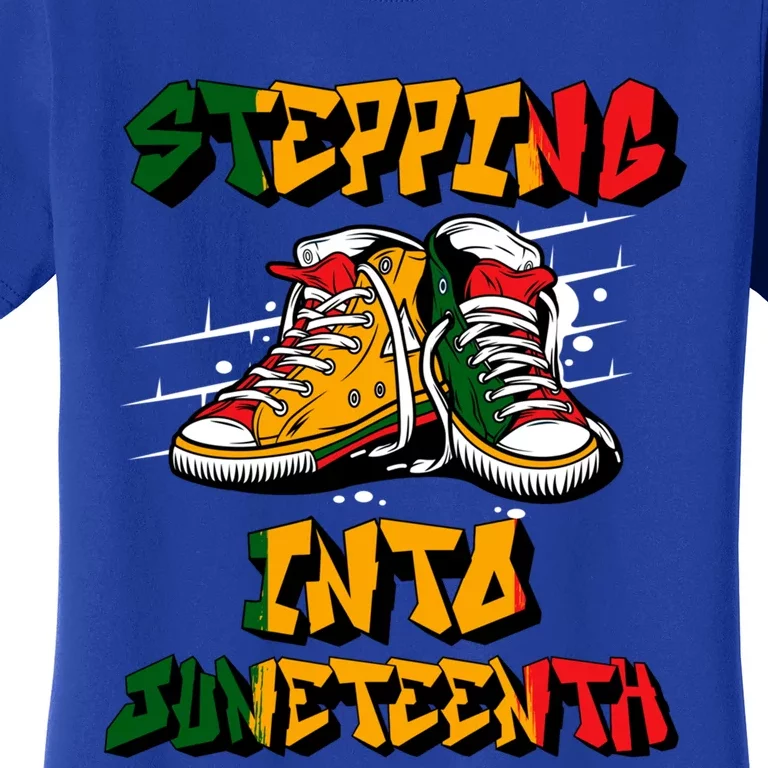 Stepping Into Junenth Like My Ancestors Shoes Black Gift Women's T-Shirt