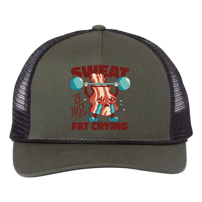 Sweat Is Just Fat Crying Funny Quotes Gift Retro Rope Trucker Hat Cap