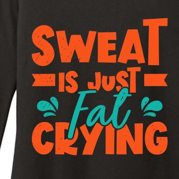 Sweat Is Just Fat Crying Gym Fitness Lifting Weights Womens CVC Long Sleeve Shirt