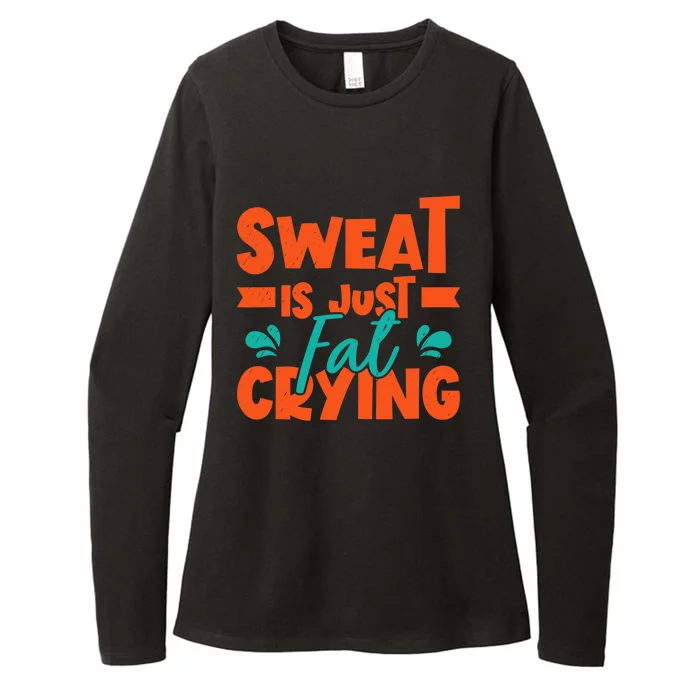 Sweat Is Just Fat Crying Gym Fitness Lifting Weights Womens CVC Long Sleeve Shirt