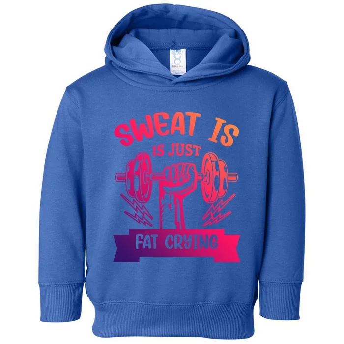 Sweat Is Just Fat Crying Funny Workout Gym Fitness Gift Toddler Hoodie