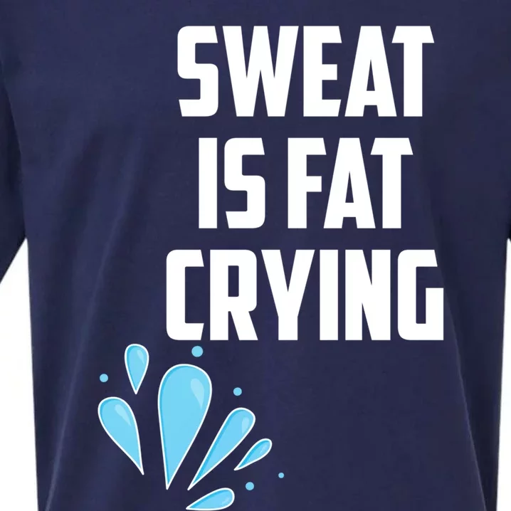 Sweat Is Just Fat Crying Funny Workout Gym Slogan Gift Sueded Cloud Jersey T-Shirt