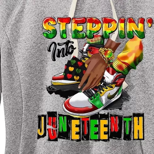 Stepping Into Juneteenth African American Black Shoes Women's Fleece Hoodie