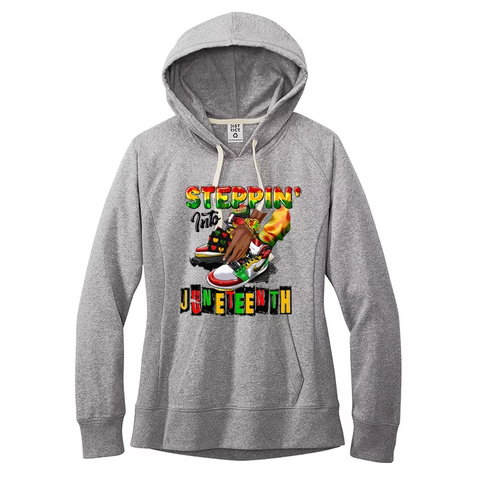 Stepping Into Juneteenth African American Black Shoes Women's Fleece Hoodie