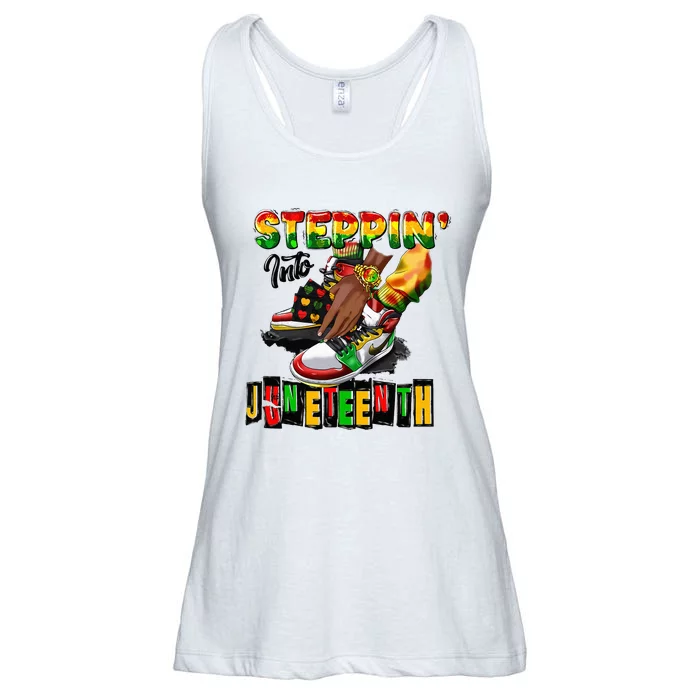 Stepping Into Juneteenth African American Black Shoes Ladies Essential Flowy Tank