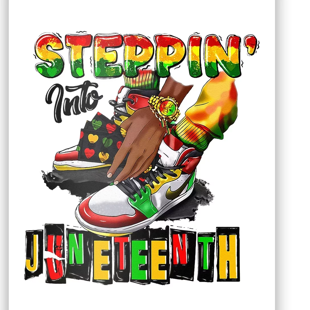 Stepping Into Juneteenth African American Black Shoes Poster