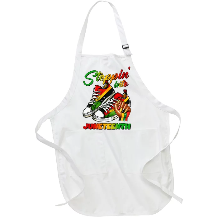 Stepping Into Juneteenth Afro Woman Black Girl Sneakers Full-Length Apron With Pocket