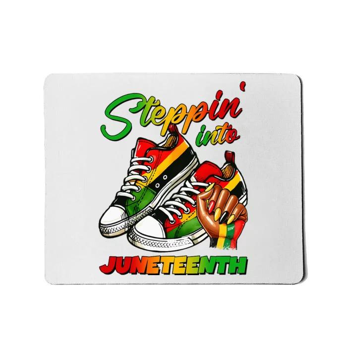 Stepping Into Juneteenth Afro Woman Black Girl Sneakers Mousepad