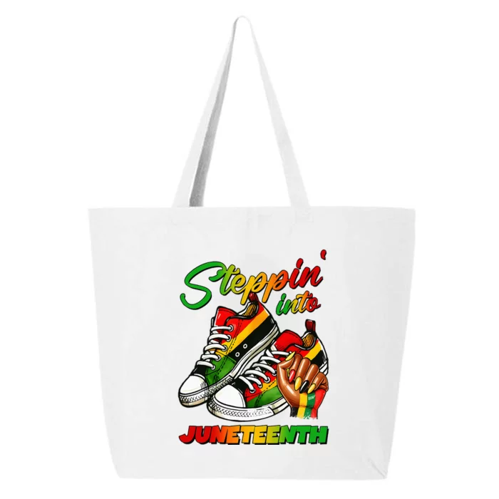 Stepping Into Juneteenth Afro Woman Black Girl Sneakers 25L Jumbo Tote