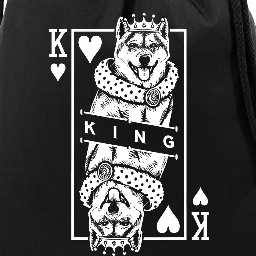 Shiba Inu King Of Hearts Funny Dog Playing Card Pop Art Drawstring Bag