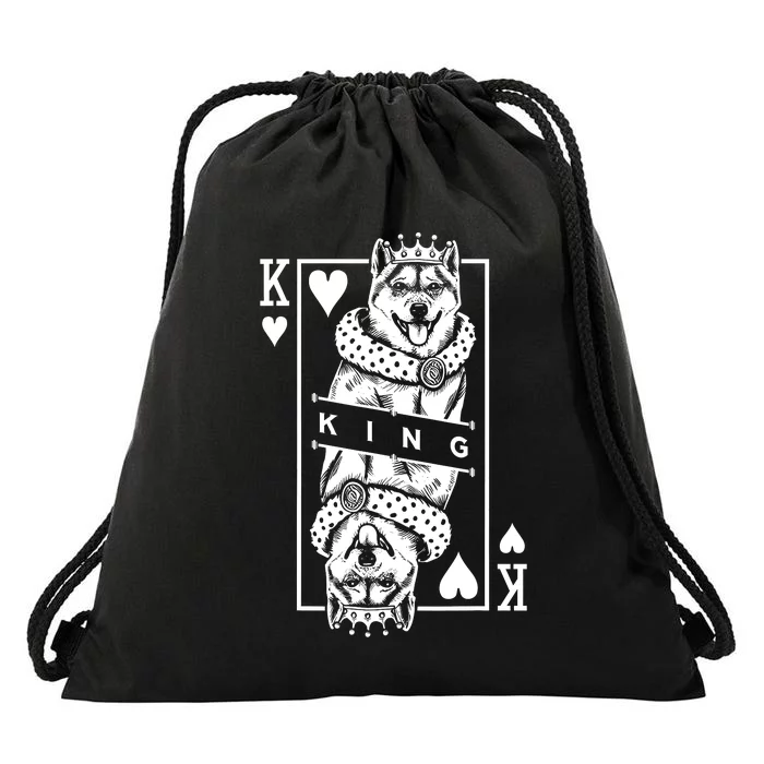 Shiba Inu King Of Hearts Funny Dog Playing Card Pop Art Drawstring Bag