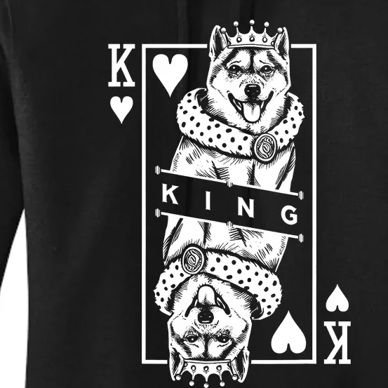 Shiba Inu King Of Hearts Funny Dog Playing Card Pop Art Women's Pullover Hoodie