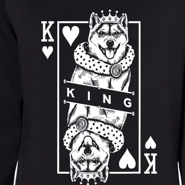 Shiba Inu King Of Hearts Funny Dog Playing Card Pop Art Womens California Wash Sweatshirt