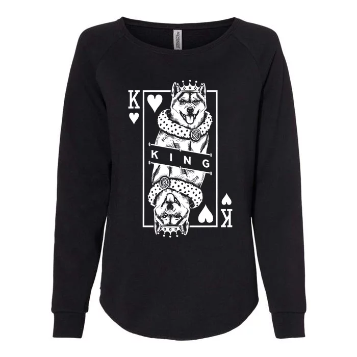 Shiba Inu King Of Hearts Funny Dog Playing Card Pop Art Womens California Wash Sweatshirt