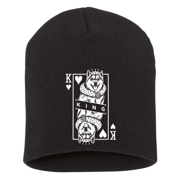 Shiba Inu King Of Hearts Funny Dog Playing Card Pop Art Short Acrylic Beanie