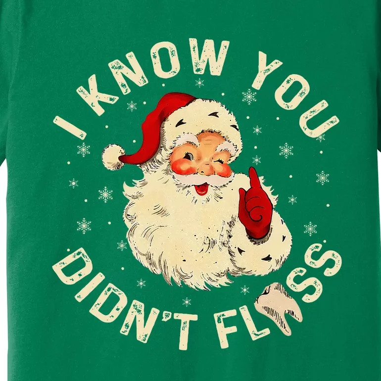 Santa I Know You DidnT Floss Dentist Dental Christmas Premium T-Shirt