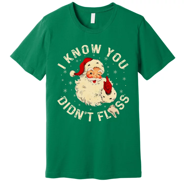 Santa I Know You DidnT Floss Dentist Dental Christmas Premium T-Shirt