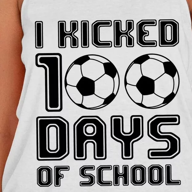 Soccer I Kicked 100 Days Of School Women's Knotted Racerback Tank