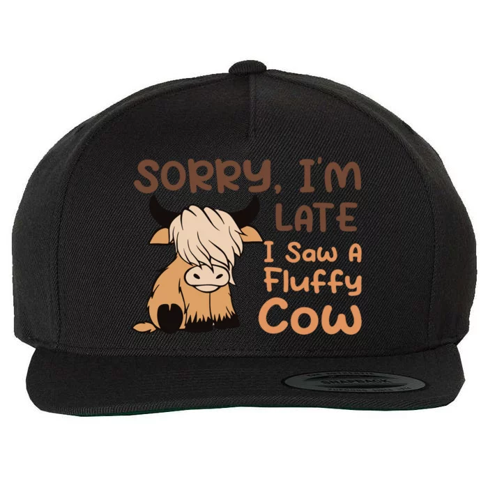 Sorry IM Late I Saw A Fluffy Cow Highland Cow Breeder Wool Snapback Cap