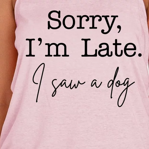 Sorry I'm Late I Saw A Dog Women's Knotted Racerback Tank