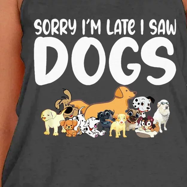 Sorry IM Late I Saw My Dog Sorry IM Late I Saw My Women's Knotted Racerback Tank