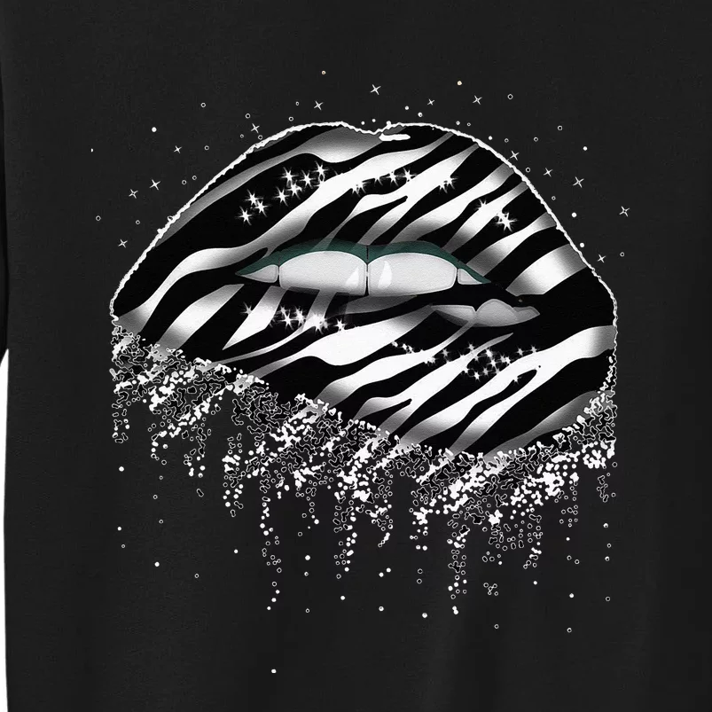 Stripes In Lips Shape For Wildlife Animal Fans Zebra Print Sweatshirt