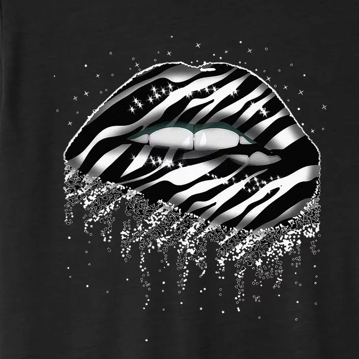 Stripes In Lips Shape For Wildlife Animal Fans Zebra Print ChromaSoft Performance T-Shirt