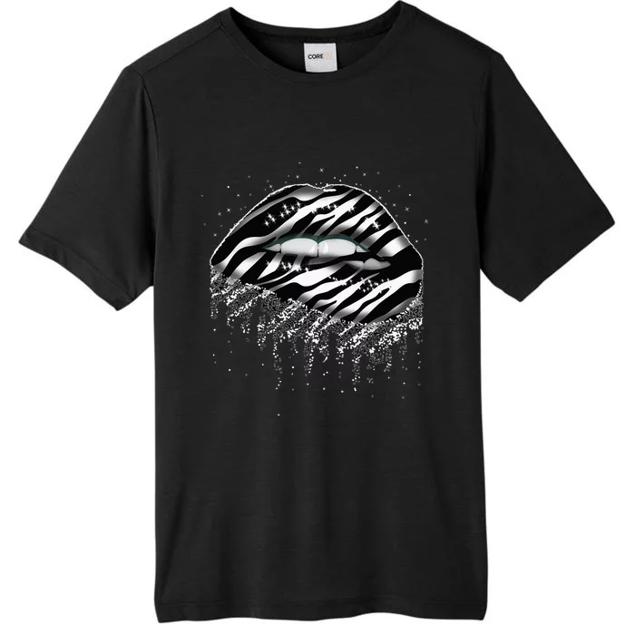 Stripes In Lips Shape For Wildlife Animal Fans Zebra Print ChromaSoft Performance T-Shirt