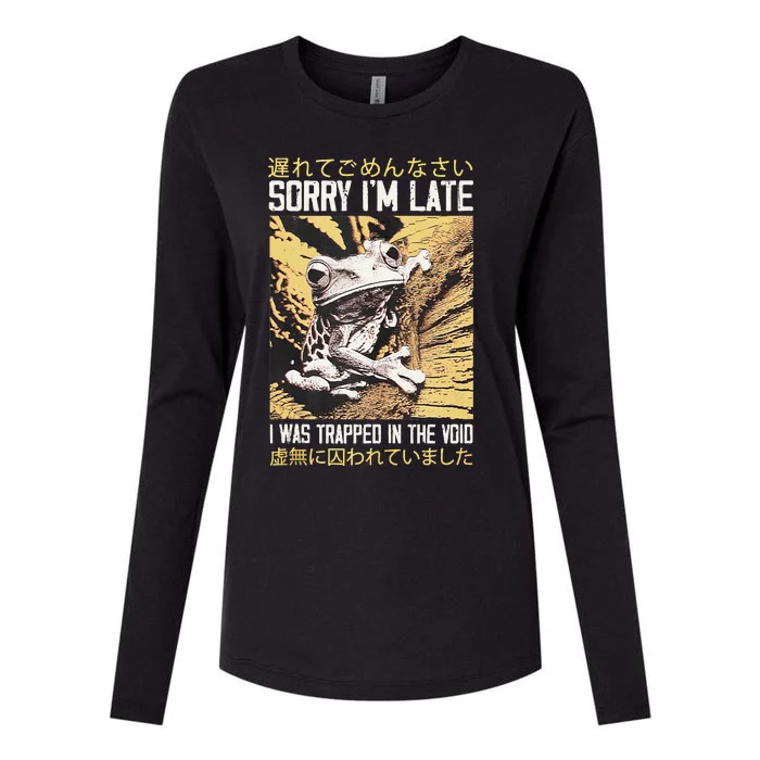 Sorry IM Late I Was Trapped In The Void Japanese Frog Womens Cotton Relaxed Long Sleeve T-Shirt