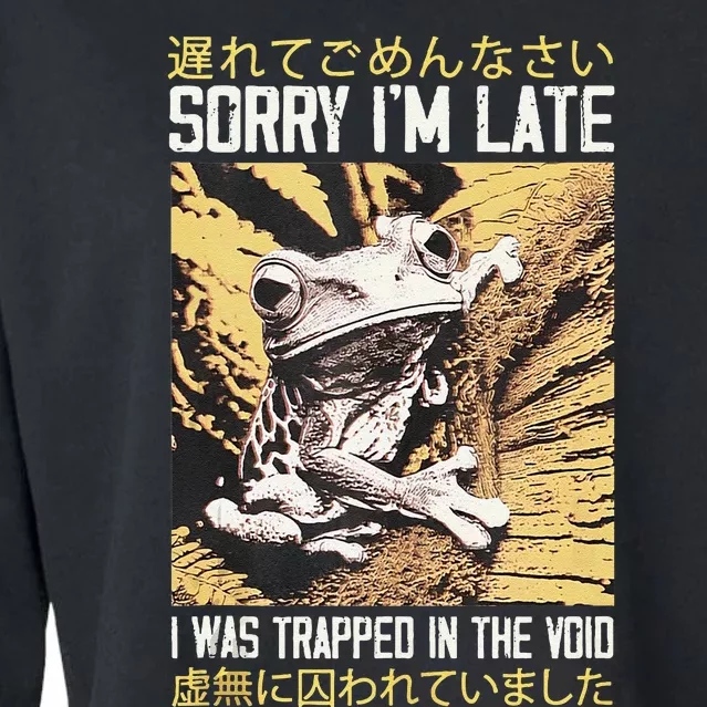 Sorry IM Late I Was Trapped In The Void Japanese Frog Cropped Pullover Crew