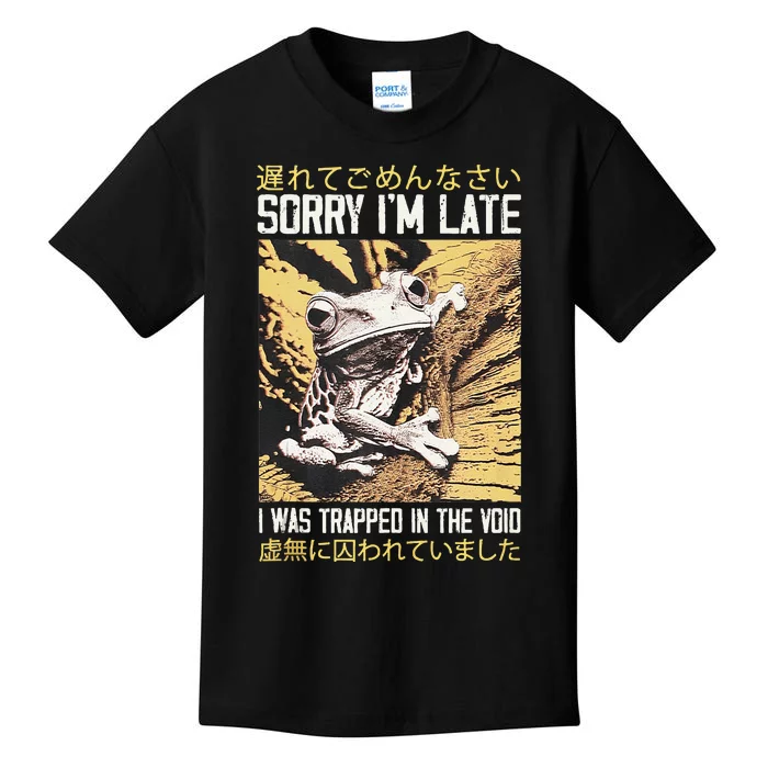 Sorry IM Late I Was Trapped In The Void Japanese Frog Kids T-Shirt