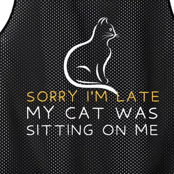 Sorry Im Late My Cat Was Sitting On Me Kitten Lover Mesh Reversible Basketball Jersey Tank