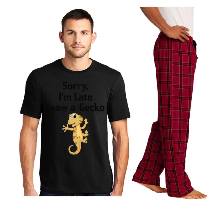 Sorry I'am Late A Saw A Gecko Funny Crested Gecko Gift Pajama Set