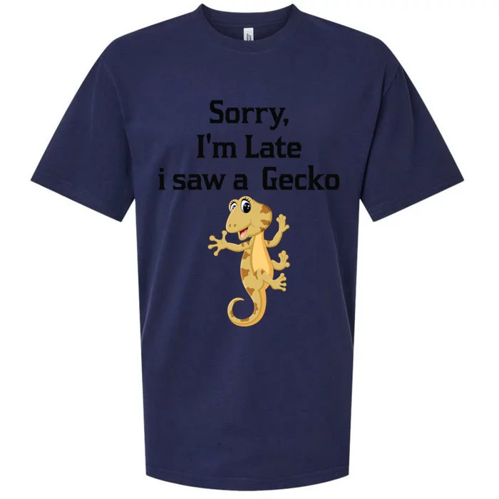 Sorry I'am Late A Saw A Gecko Funny Crested Gecko Gift Sueded Cloud Jersey T-Shirt