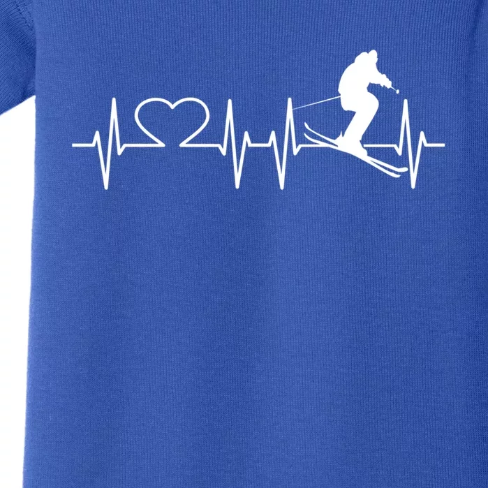 Ski I Love Skiing Heartbeat Ski Slopes Ecg Skiing Funny Gift Baby Bodysuit