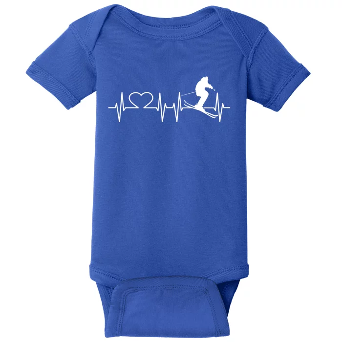 Ski I Love Skiing Heartbeat Ski Slopes Ecg Skiing Funny Gift Baby Bodysuit