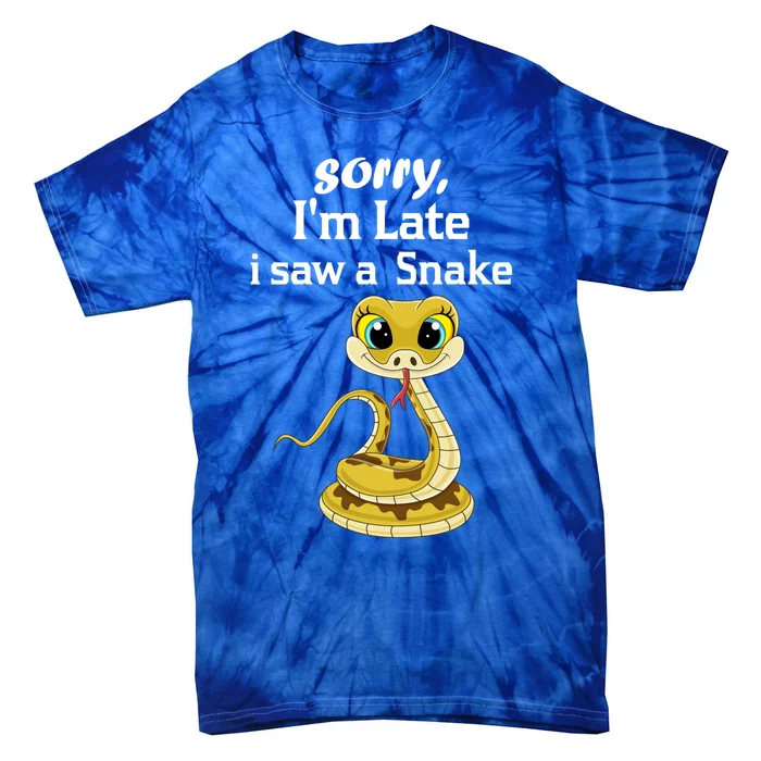 Sorry I'am Late A Saw A Snake Funny Ball Python Gift Tie-Dye T-Shirt