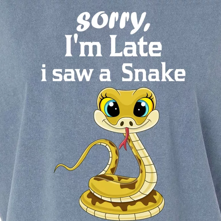 Sorry I'am Late A Saw A Snake Funny Ball Python Gift Garment-Dyed Women's Muscle Tee