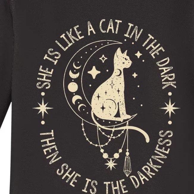 She Is Like A Cat In The Dark Then She Is The Darkness Baby Long Sleeve Bodysuit