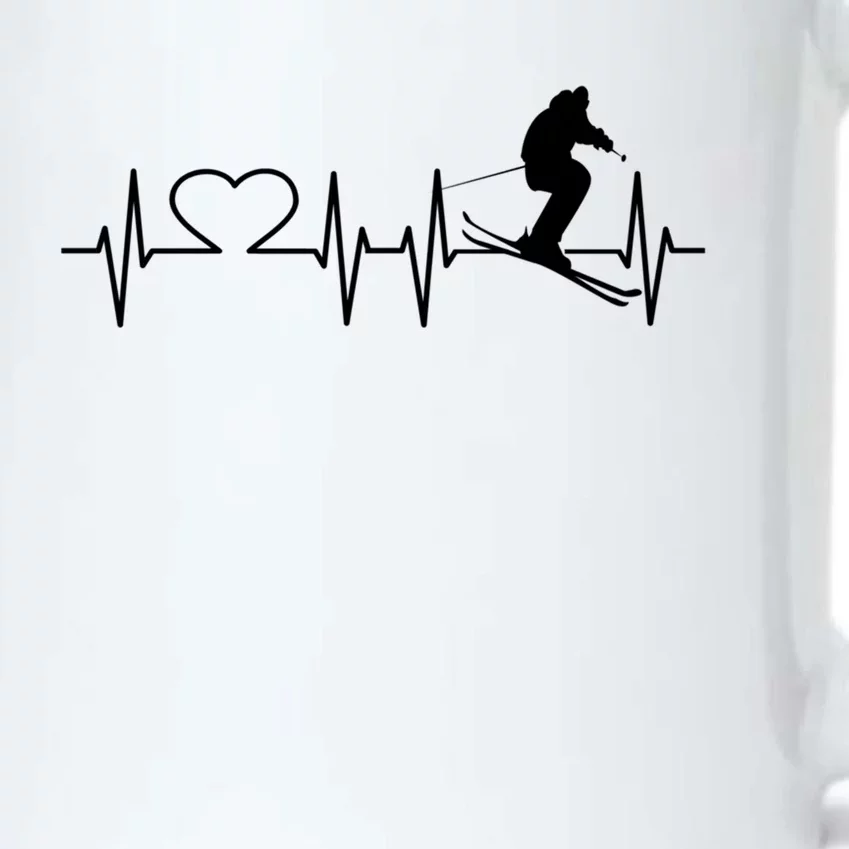 Ski I Love Skiing Heartbeat Ski Slopes Ecg Skiing Funny Gift Black Color Changing Mug