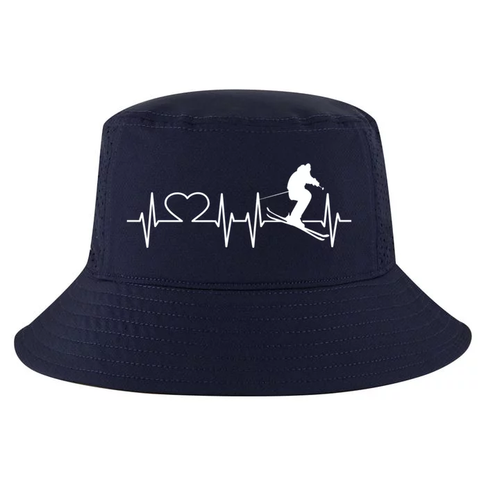 Ski I Love Skiing Heartbeat Ski Slopes Ecg Skiing Funny Gift Cool Comfort Performance Bucket Hat