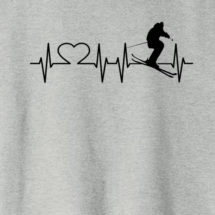 Ski I Love Skiing Heartbeat Ski Slopes Ecg Skiing Funny Gift Women's Crop Top Tee