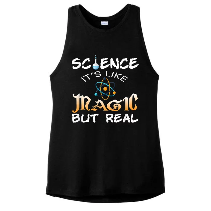 Science Its Like Magic But Real Pun Funny Magical Ladies Tri-Blend Wicking Tank